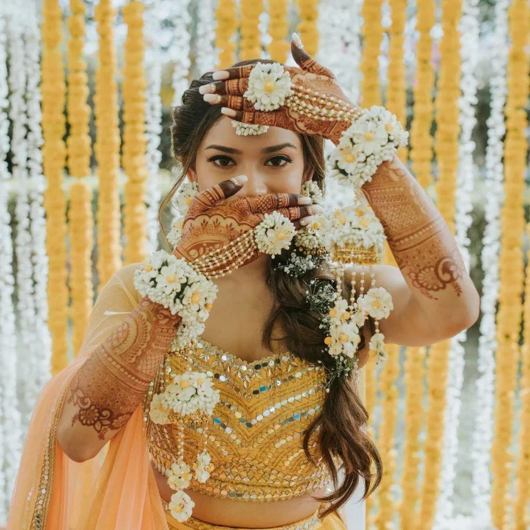 modern haldi ceremony dresses for bride Haldi Outfits
